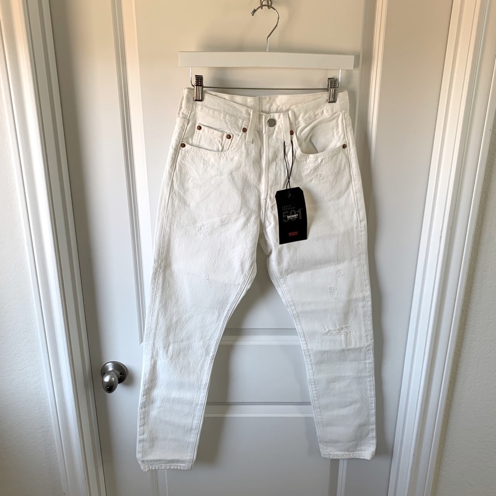 Levi’s 501 High rise white denim jean